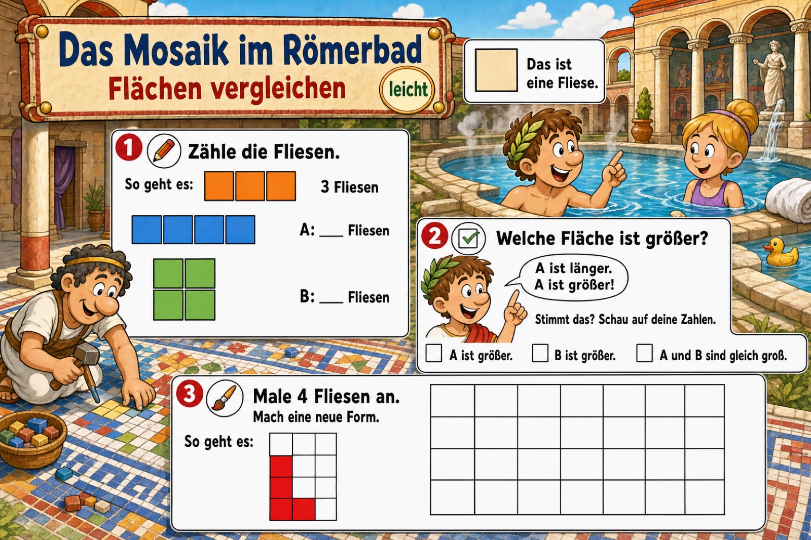 Das Mosaik im Römerbad (leicht)