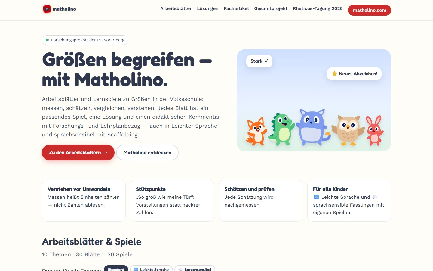 Matholino: Arbeitsblätter und Lernspiele für die Volksschule