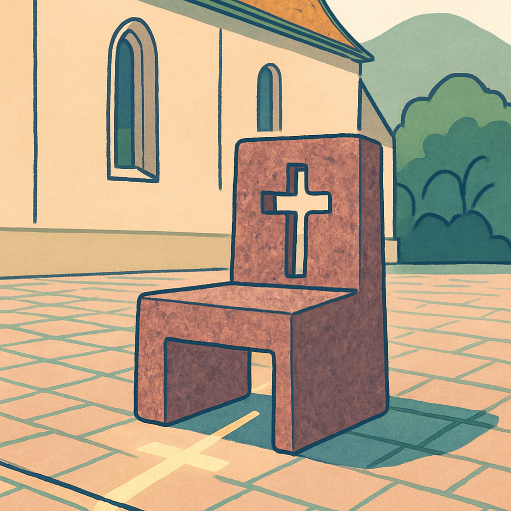Das Rheticus-Denkmal von Hanno Metzler — Gebetsbank aus Porphyr, zugleich Sonnenuhr
